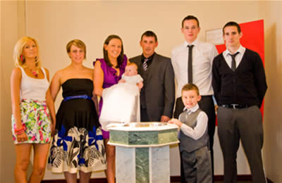Anthony and Sarah Johnstone pictured at the Baptism of their daughter
