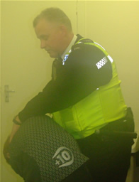 PC Hutchinson 'arrests' a youth club member