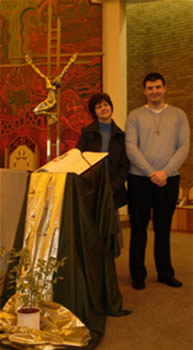Andrew Wilson and mother attending the Rite of Election