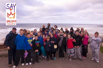 looking forward to their bag of chips, are the 45 people who took part in the walk.