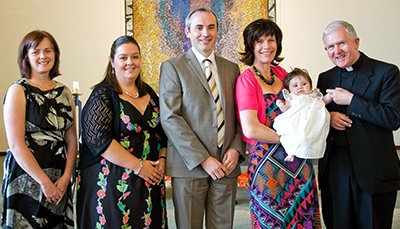 Sean and Sarah Conway with Godparents after their daughters baptism