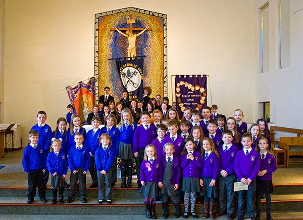 Students from our three parish schools after the Mass