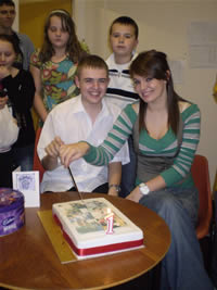 Cutting the cake. Click for more pictures